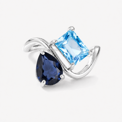 Verity Birthstone Duo Ring (Silver) — September & December birthstones
