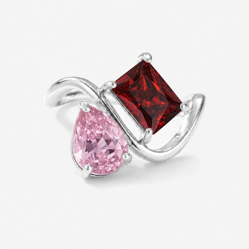Verity Birthstone Duo Ring (Silver) — October & January birthstones
