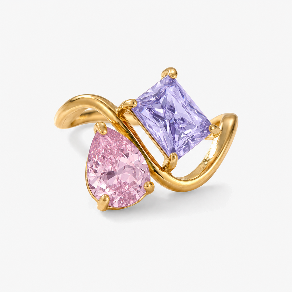Verity Birthstone Duo Ring — October & February birthstones