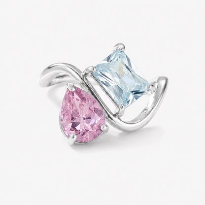 Verity Birthstone Duo Ring (Silver) — October & March birthstones
