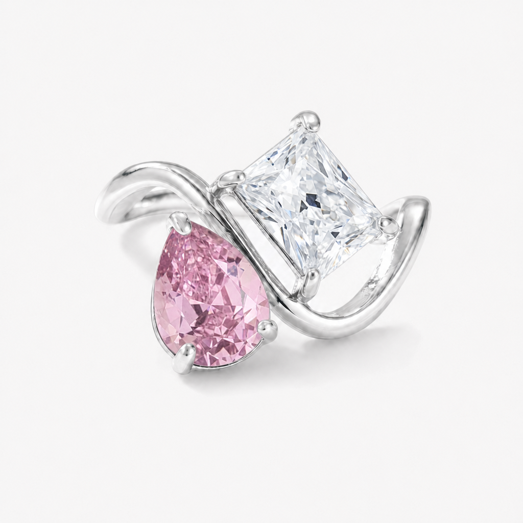 Verity Birthstone Duo Ring (Silver) — October & April birthstones