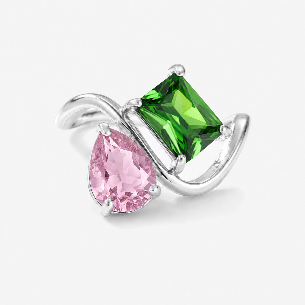 Verity Birthstone Duo Ring (Silver) — October & May birthstones