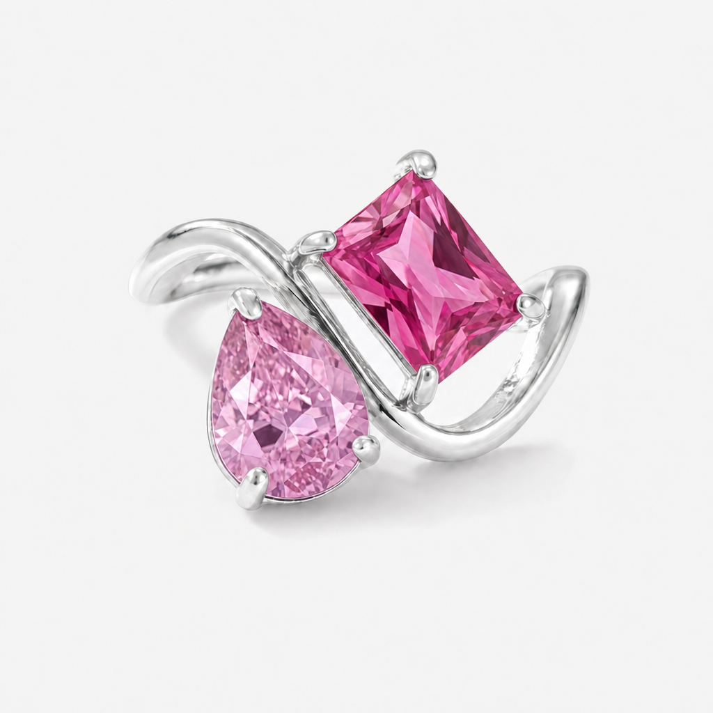 Verity Birthstone Duo Ring (Silver) — October & July birthstones
