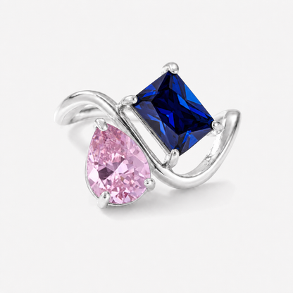 Verity Birthstone Duo Ring (Silver) — October & September birthstones