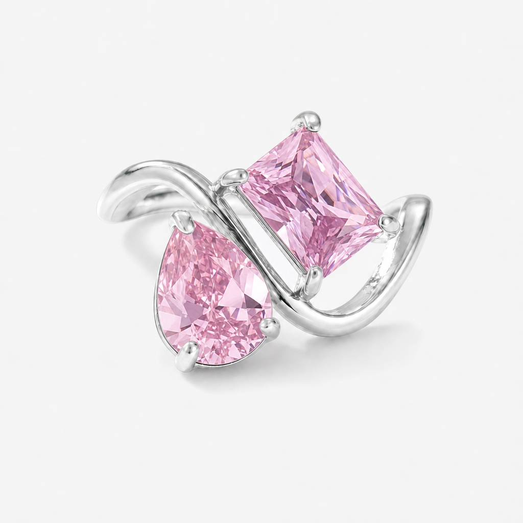 Verity Birthstone Duo Ring (Silver) — October & October birthstones