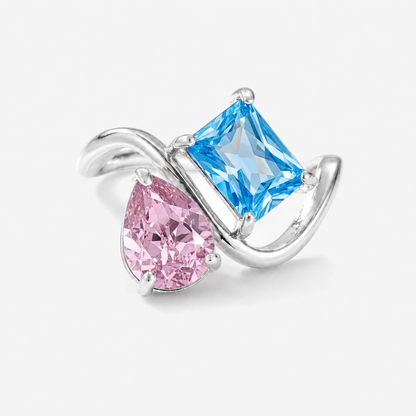 Verity Birthstone Duo Ring (Silver) — October & December birthstones