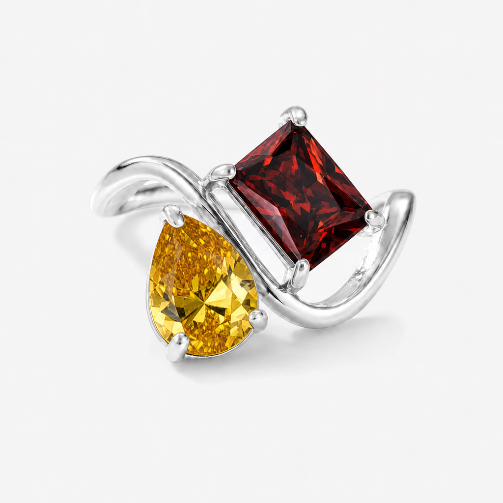 Verity Birthstone Duo Ring (Silver) — November & January birthstones