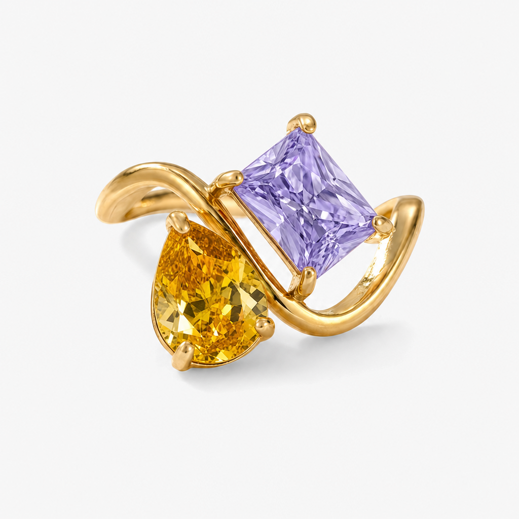 Verity Birthstone Duo Ring — November & February birthstones