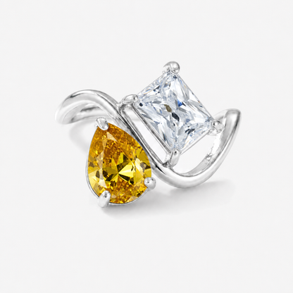 Verity Birthstone Duo Ring (Silver) — November & April birthstones