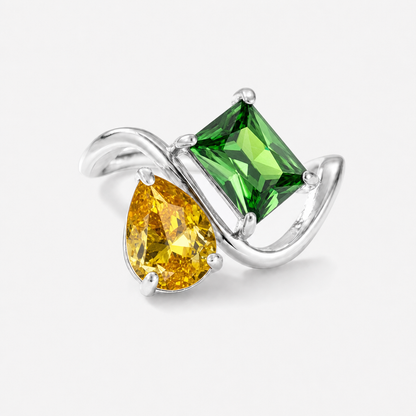 Verity Birthstone Duo Ring (Silver) — November & May birthstones