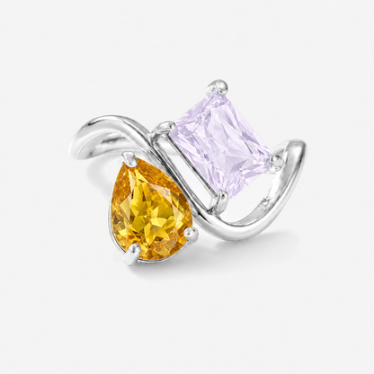 Verity Birthstone Duo Ring (Silver) — November & June birthstones