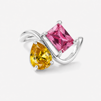 Verity Birthstone Duo Ring (Silver) — November & July birthstones
