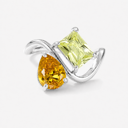 Verity Birthstone Duo Ring (Silver) — November & August birthstones