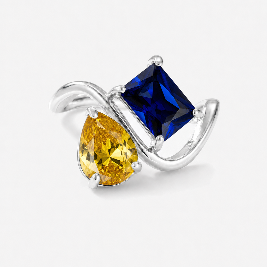 Verity Birthstone Duo Ring (Silver) — November & September birthstones