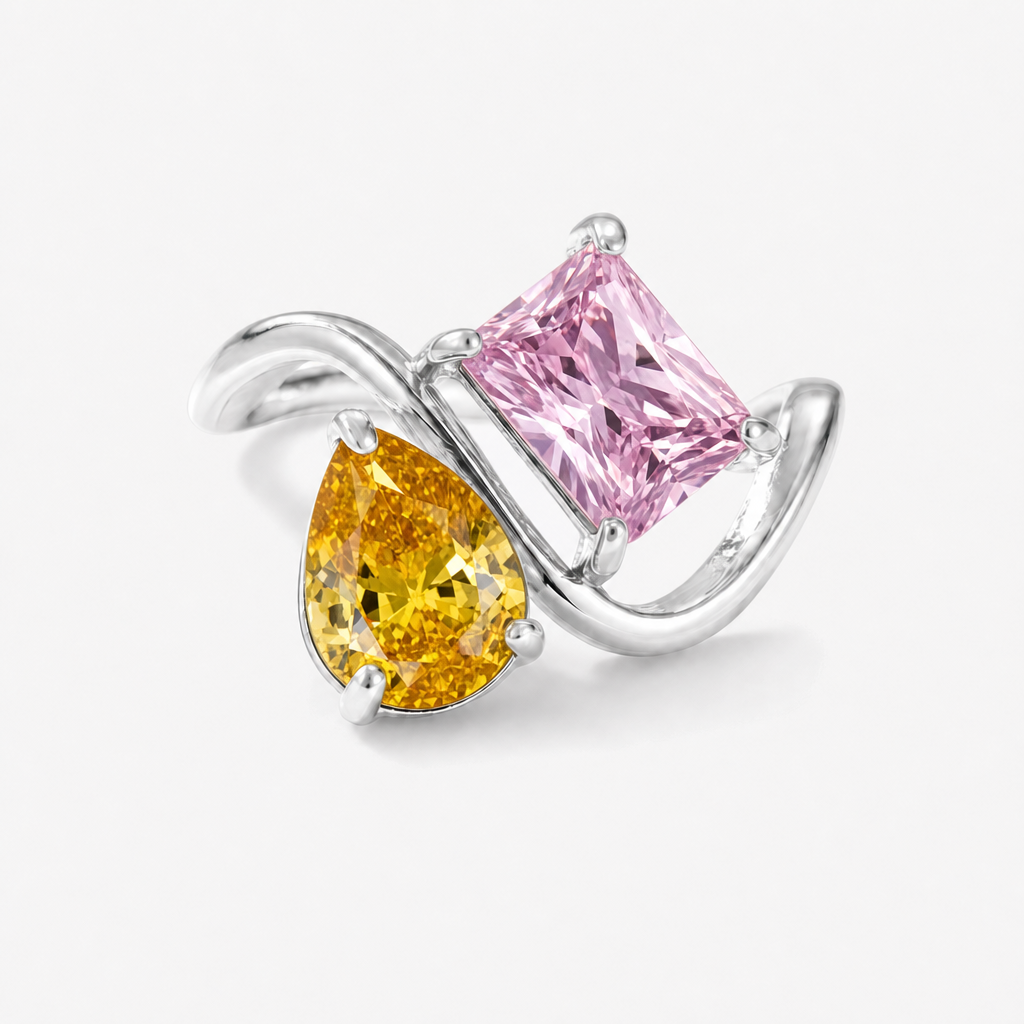 Verity Birthstone Duo Ring (Silver) — November & October birthstones