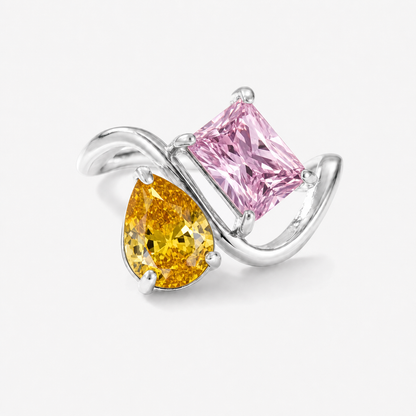 Verity Birthstone Duo Ring (Silver) — November & October birthstones