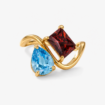 Verity Birthstone Duo Ring — December & January birthstones