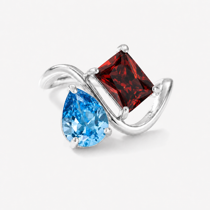 Verity Birthstone Duo Ring (Silver) — December & January birthstones