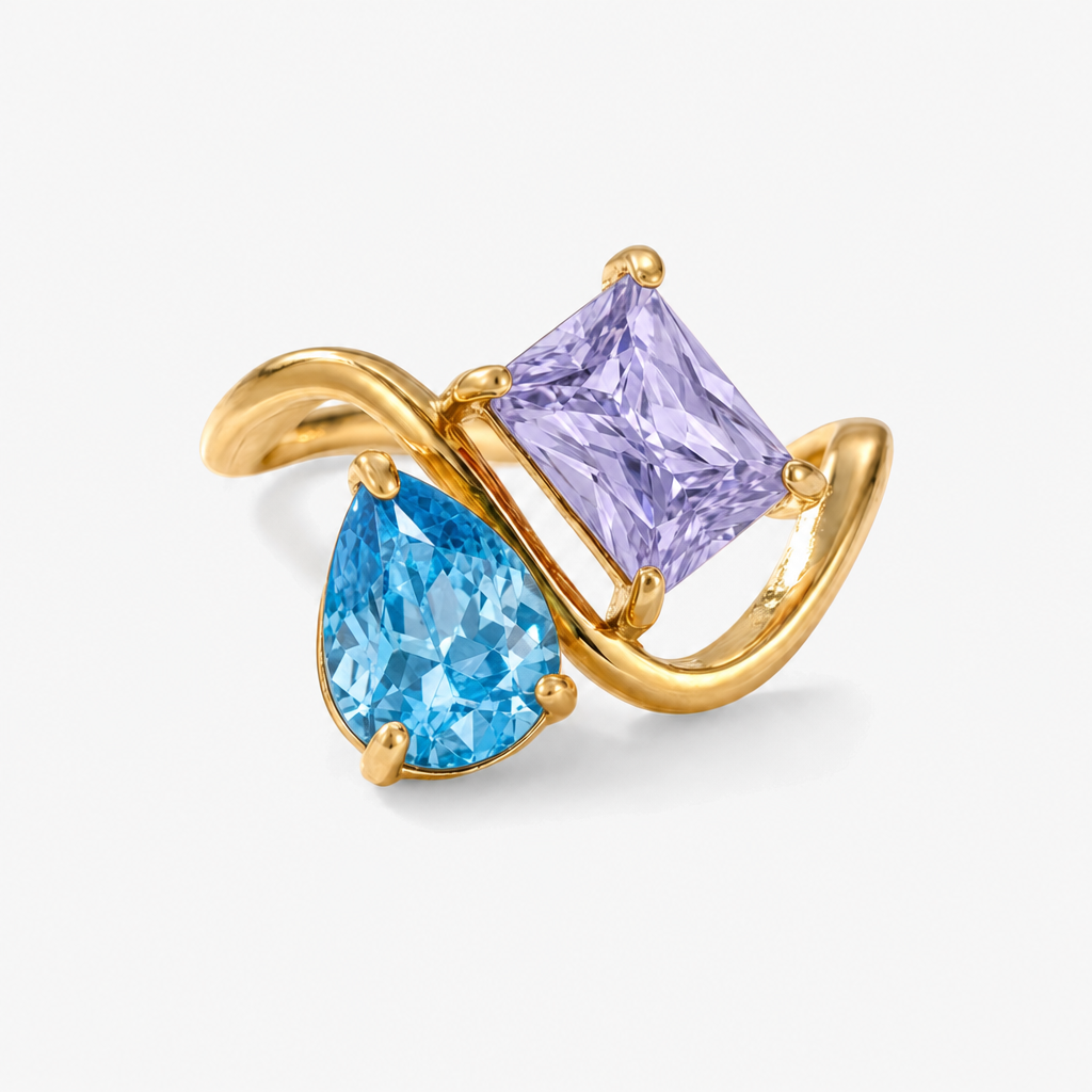 Verity Birthstone Duo Ring — December & February birthstones