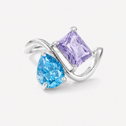 Verity Birthstone Duo Ring (Silver) — December & February birthstones