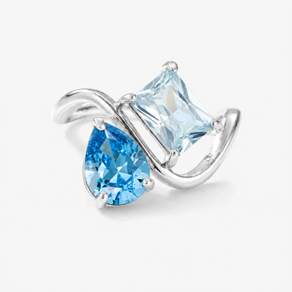 Verity Birthstone Duo Ring (Silver) — December & March birthstones