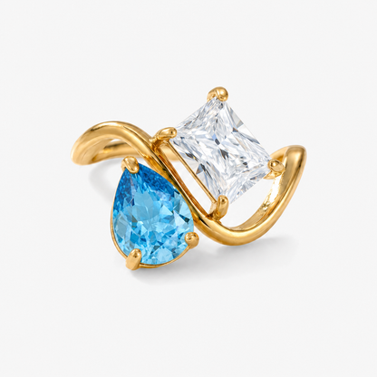Verity Birthstone Duo Ring — December & April birthstones