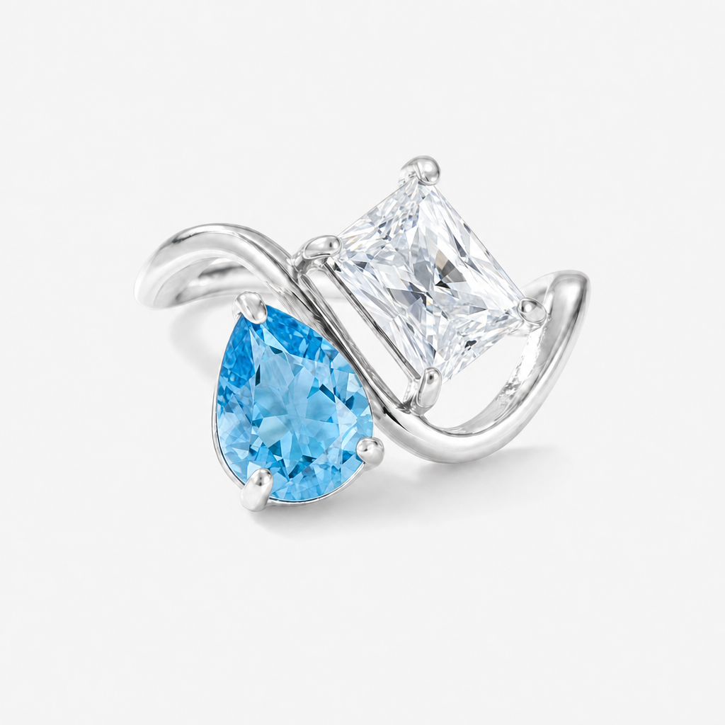 Verity Birthstone Duo Ring (Silver) — December & April birthstones