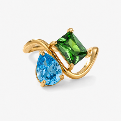 Verity Birthstone Duo Ring — December & May birthstones