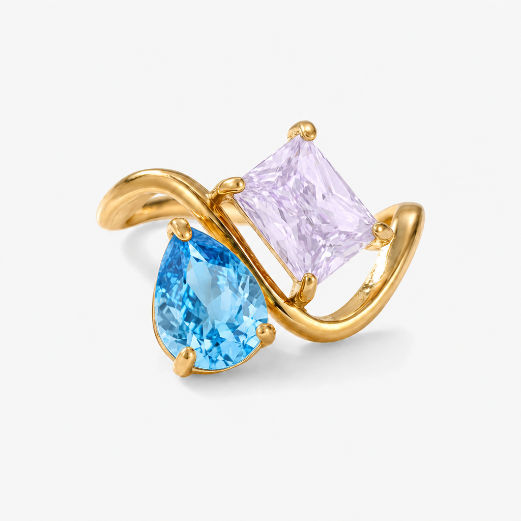 Verity Birthstone Duo Ring — December & June birthstones