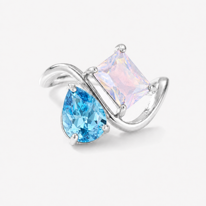 Verity Birthstone Duo Ring (Silver) — December & June birthstones