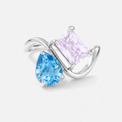 Verity Birthstone Duo Ring (Silver) — December & June birthstones
