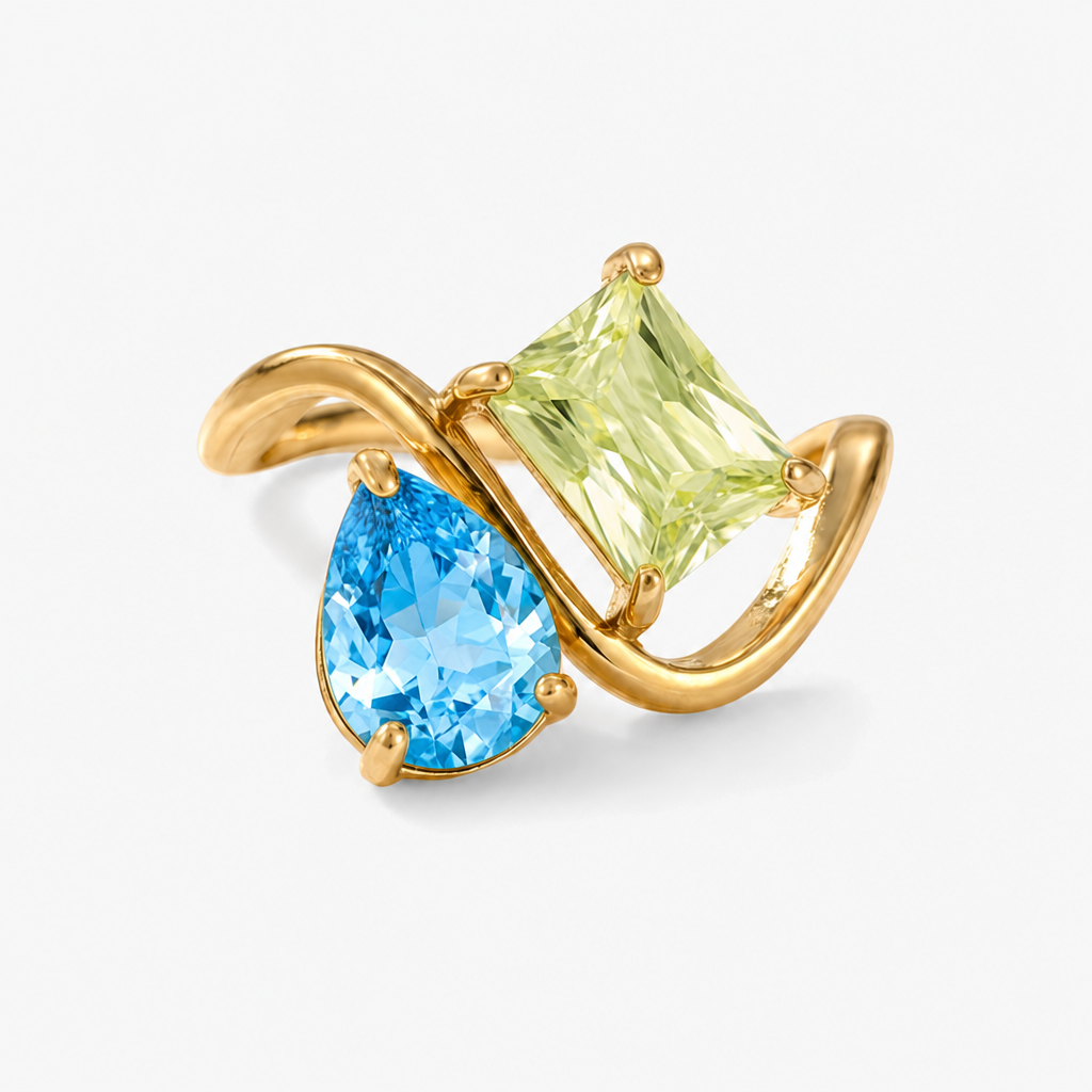 Verity Birthstone Duo Ring — December & August birthstones