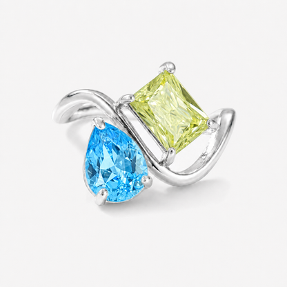 Verity Birthstone Duo Ring (Silver) — December & August birthstones