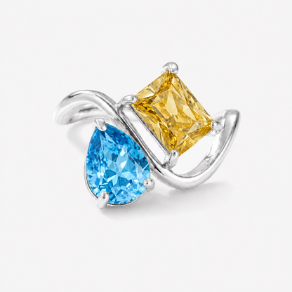 Verity Birthstone Duo Ring (Silver) — December & November birthstones