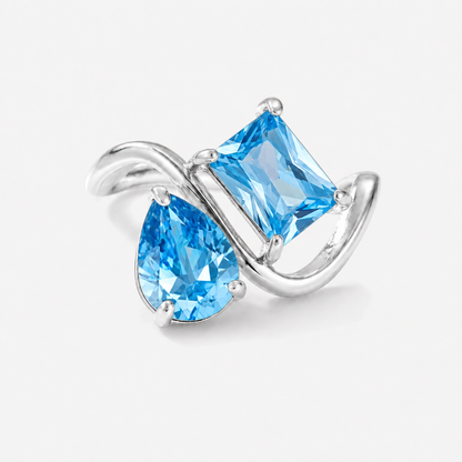 Verity Birthstone Duo Ring (Silver) — December & December birthstones
