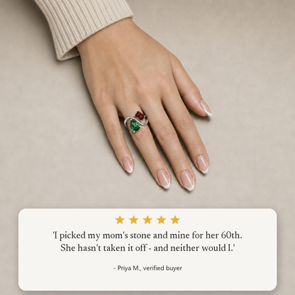 Verity Birthstone Duo Ring (Silver) - five star customer review