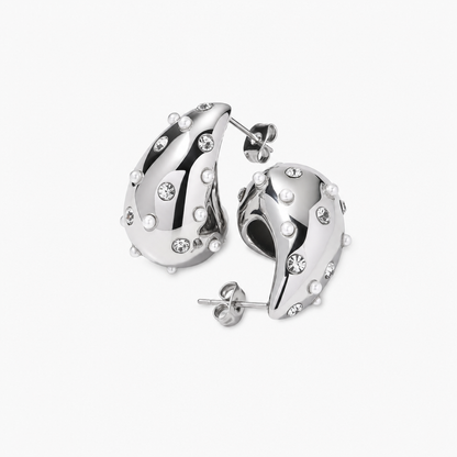 Sparkling Teardrop Earrings (Silver)
