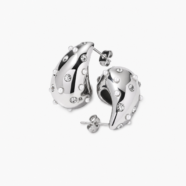 Sparkling Teardrop Earrings (Silver)
