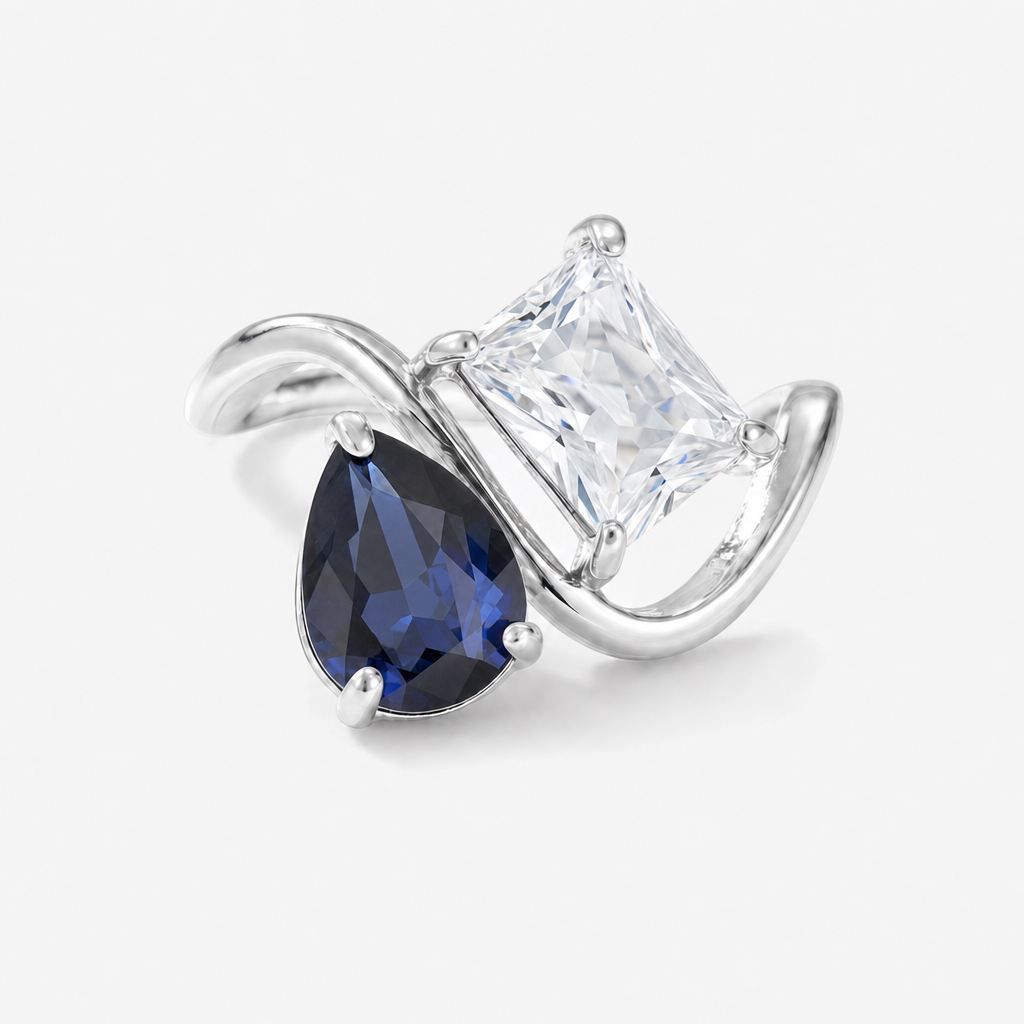 Verity Birthstone Duo Ring (Silver) - September & April birthstones