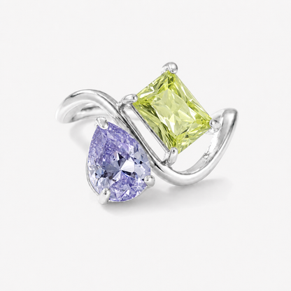Verity Birthstone Duo Ring (Silver) - February & August birthstones