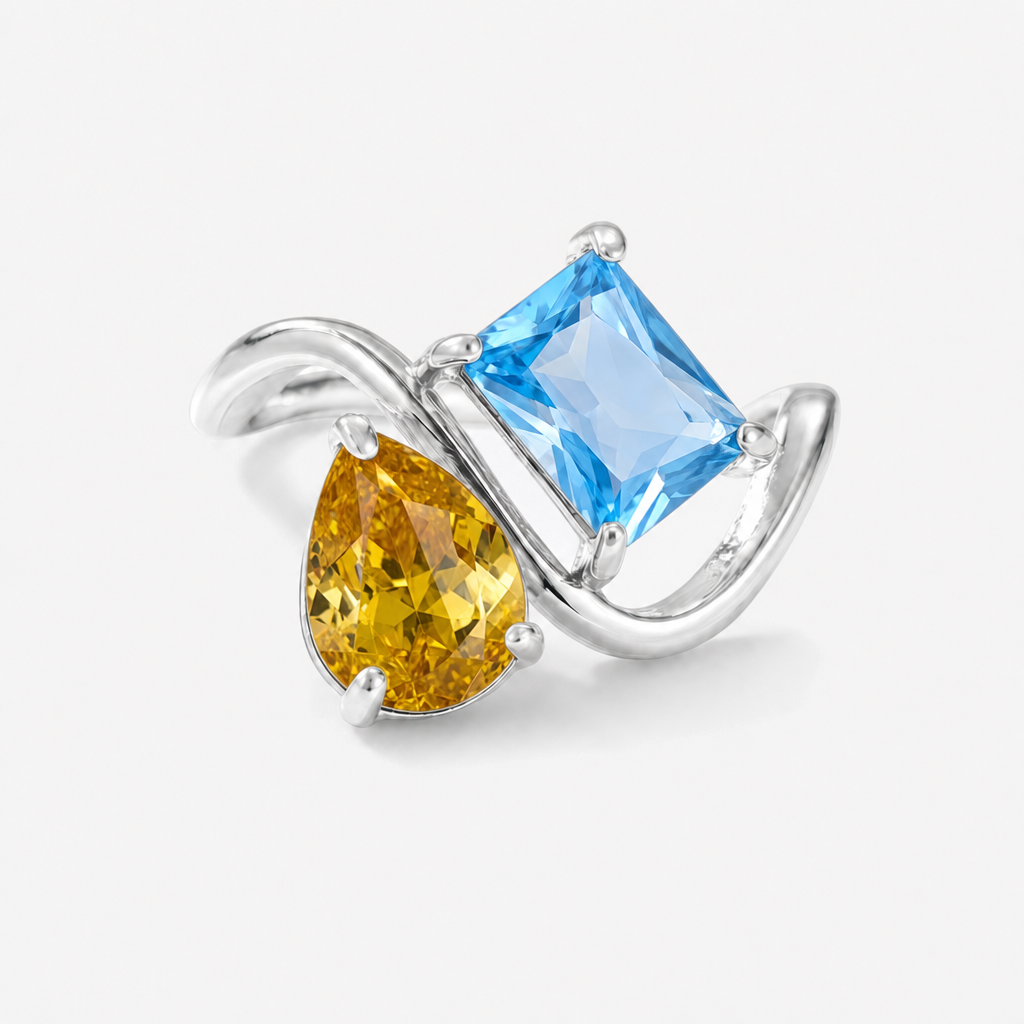 Verity Birthstone Duo Ring (Silver) - November & December birthstones