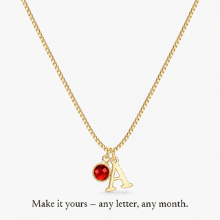 Sylvie Initial Birthstone Necklace - any letter, any birthstone month
