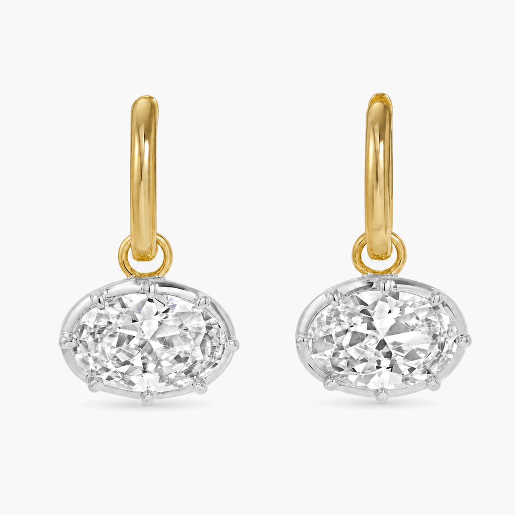 Mixed Metal Floating Diamond Earrings