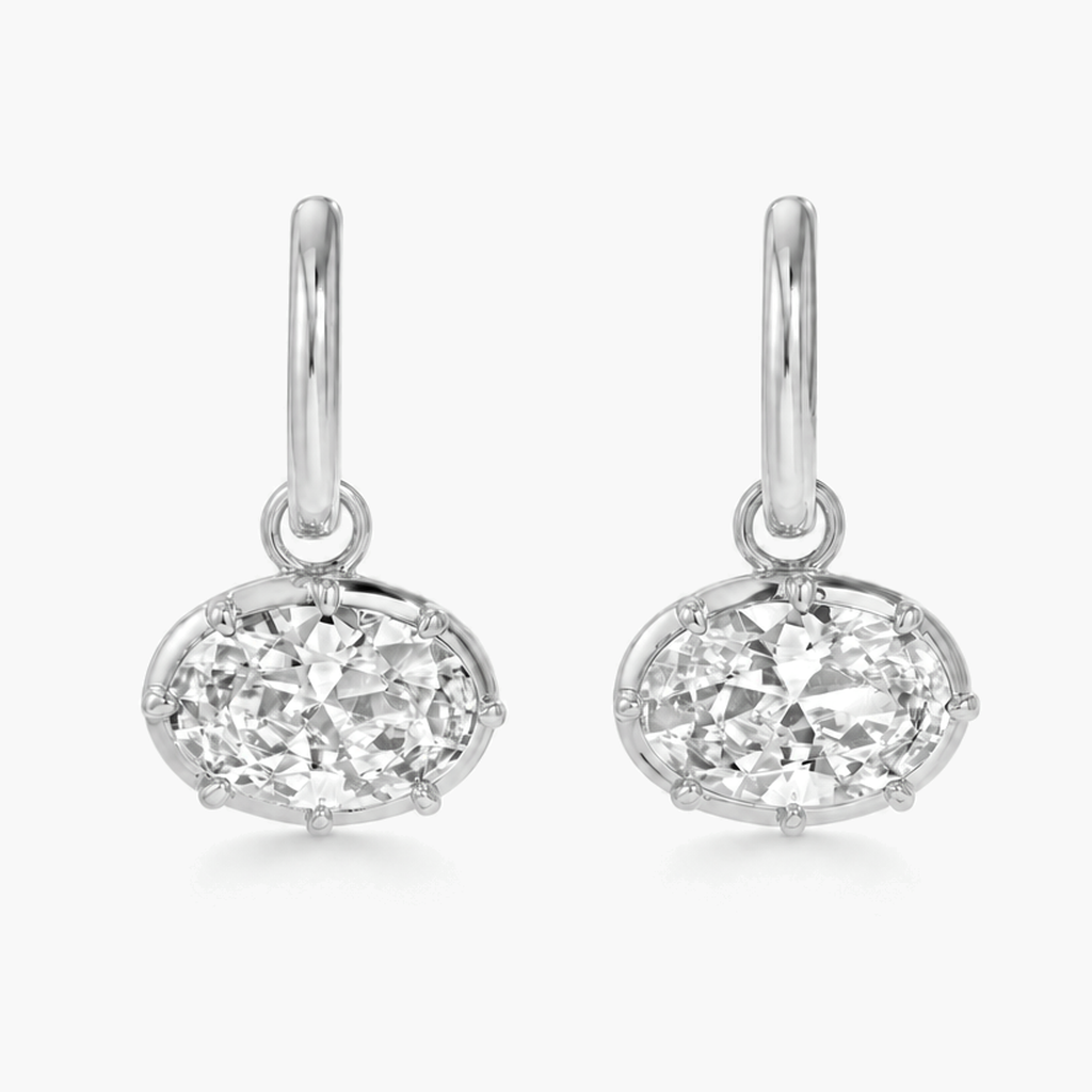 Silver Floating Diamond Earrings