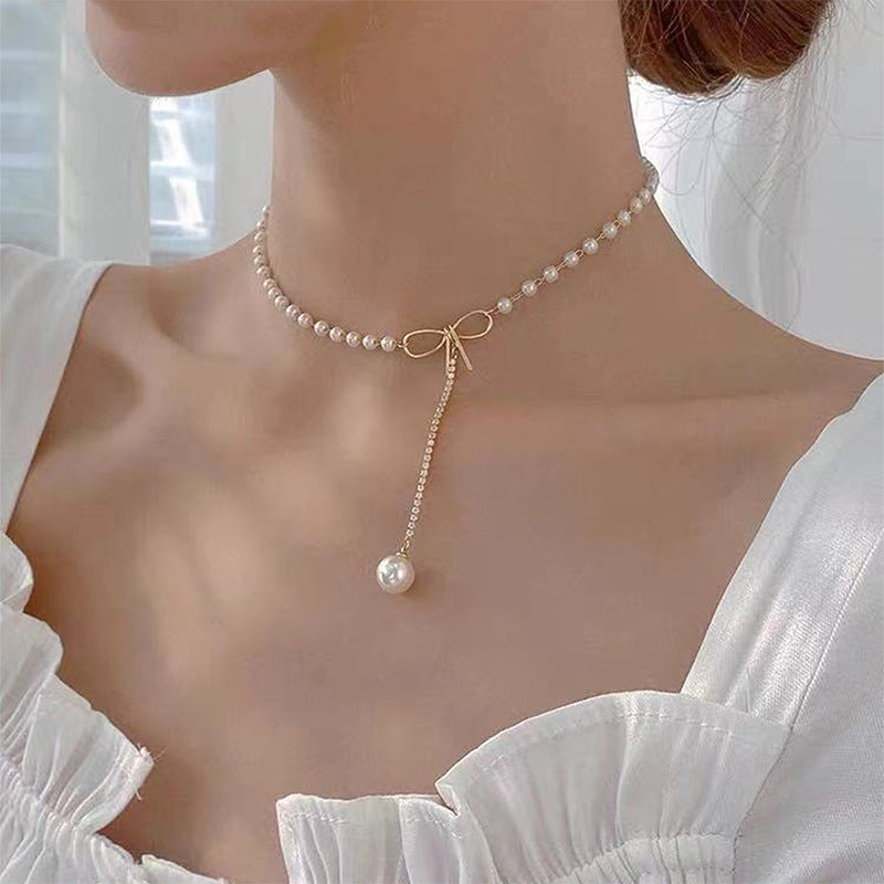 Orianna Ribbon Pearl Necklace