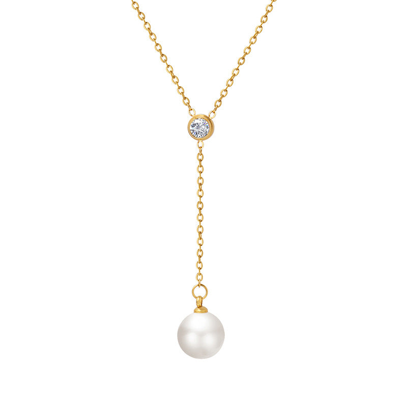 Lila Crystal Pearl Gold Necklace
