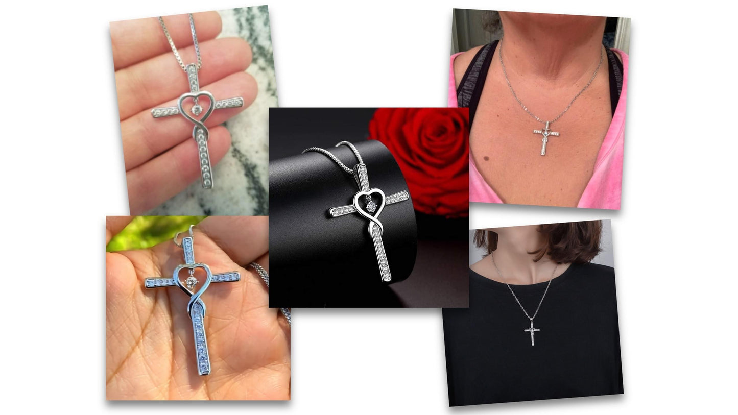 Blessed Zirconia Heart Cross Necklace