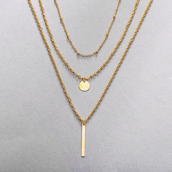 Vintage Geo Layered Chain & Pendant Necklace
